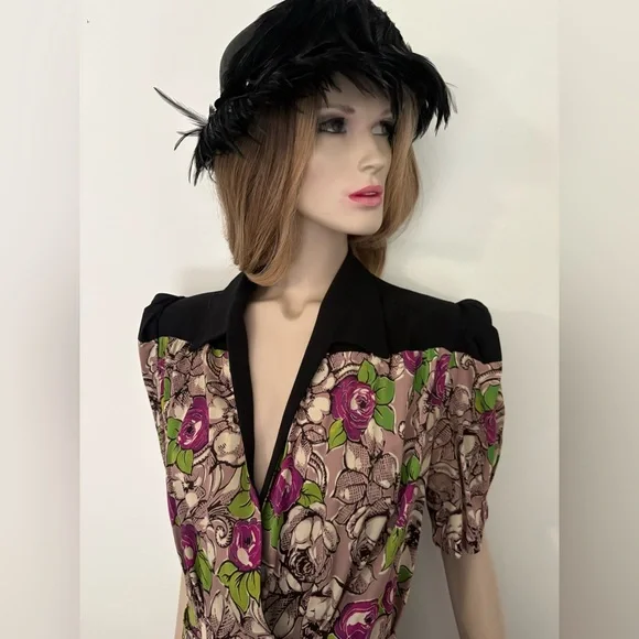 Romantic Classic 1940s Vintage Sexy VOLUP Large Cocktail Dress - Picture 9 of 13